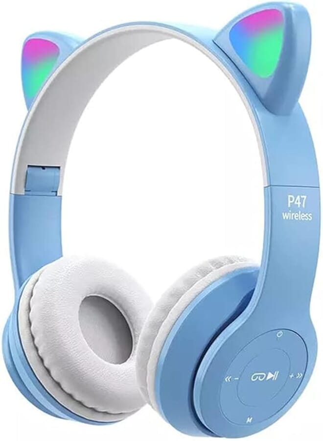 Wireless Gaming Headset p47 LED Light Cat Ear Headphones Bluetooth Stereo Luminous Headset for Kids Adults Multiple Colors (Lebanon)